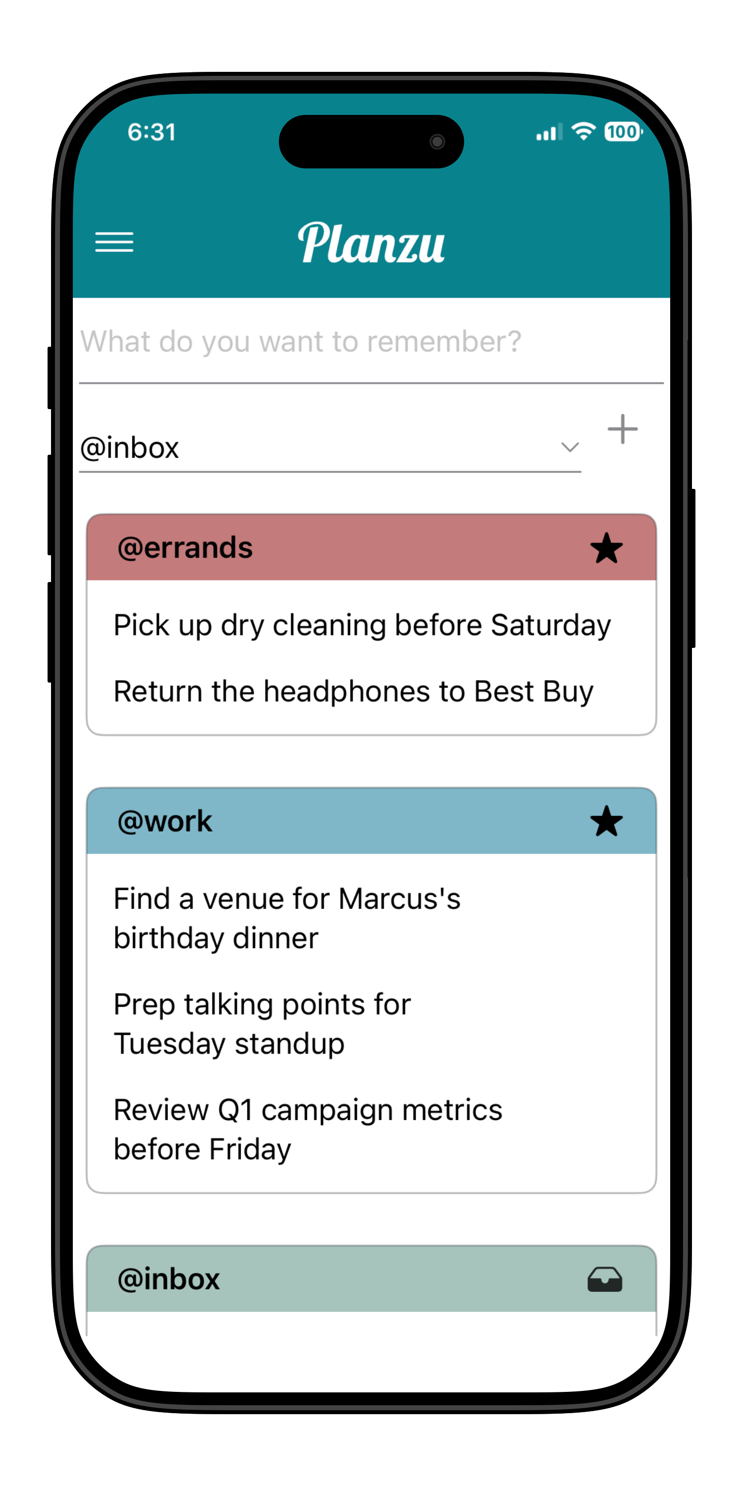 Context view showing color-coded contexts